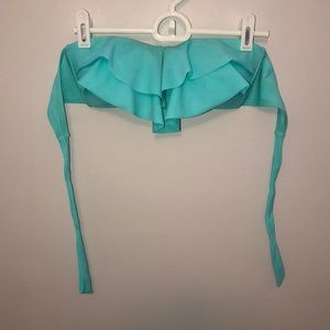Baby blue bandeau bikini top.